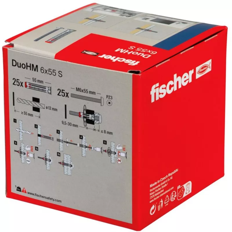 fischer DuoHM 6x55 S PH PZ hollewandplug 55 mm, 25 stuks 572922