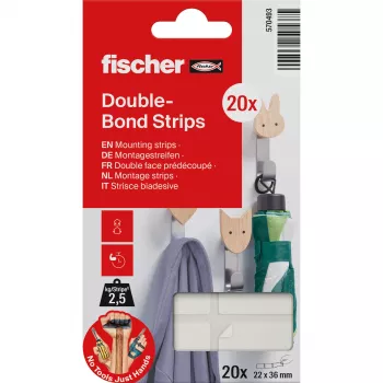 FISCHER GOW montagestrips 20 stuks, wit, 22 x 36 mm, zelfklevend