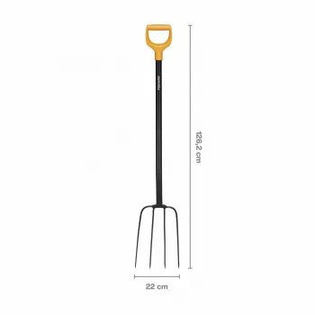 Fiskars Solid compostvork met borstaal kop en D-greep, 4 tanden, 1220 mm