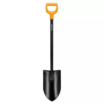 Fiskars Solid+ XL spade met scherp blad en stalen D-greep, borstaal blad, 1250 mm