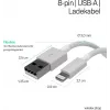 Flexline USB-oplaad- en sync-kabel, USB-A naar 8-pin (Lightning), 2.0, ABS, wit, 5,0 m (FL31-12048)