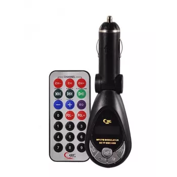FM-transmitter CMP05 met afstandsbediening, USB-slot, microUSB, SD/TF-kaartslot, 87,5-108 MHz, 12V/24V, zwart