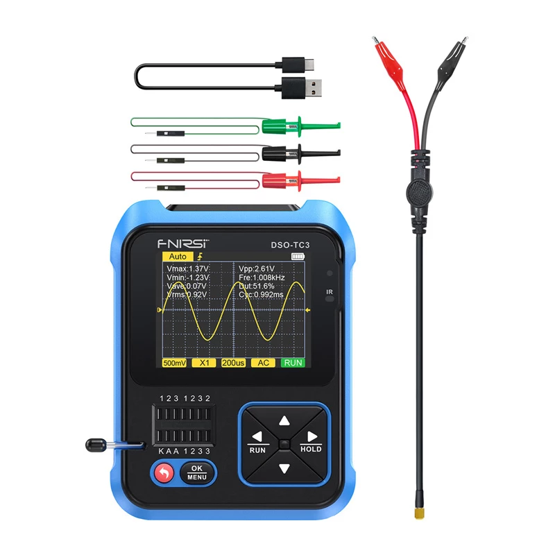 FNIRSI DSO-TC3 handheld digitale oscilloscoop transistor tester signaalgenerator 3-in-1