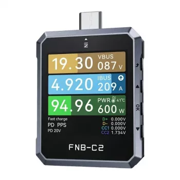 FNIRSI FNB-C2 USB-tester – 1,44 inch TFT, 4-28V/0-7A, PD/QC/PPS-trigger & detectie