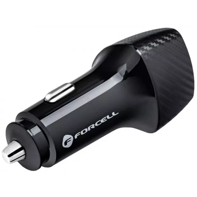 Forcell Carbon CC50-1A1C 38W auto-oplader USB-C PD 3.0 + USB-A QC 3.0 zwart