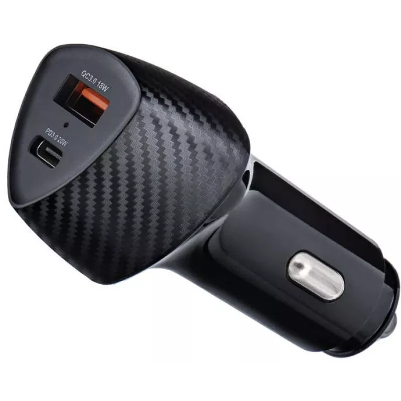 Forcell Carbon CC50-1A1C 38W auto-oplader USB-C PD 3.0 + USB-A QC 3.0 zwart