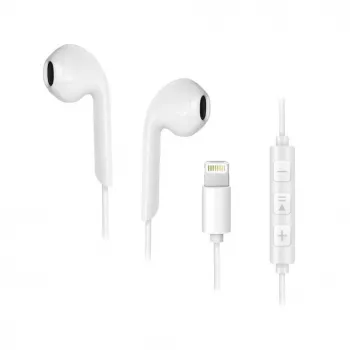 Forcell F-Audio HR-ME25 Lightning in-ear-koptelefoon met microfoon en afstandsbediening, wit
