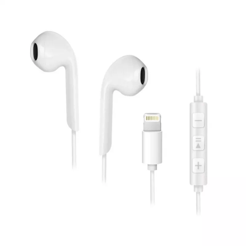 Forcell F-Audio HR-ME25 Lightning in-ear-koptelefoon met microfoon en afstandsbediening, wit