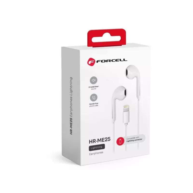 Forcell F-Audio HR-ME25 Lightning in-ear-koptelefoon met microfoon en afstandsbediening, wit