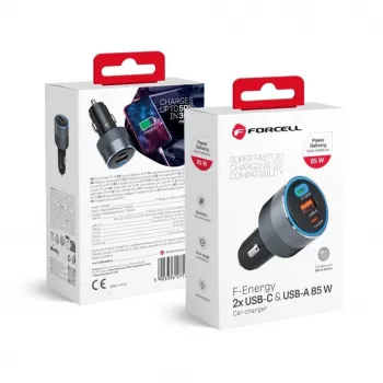 Forcell F-Energy Alu autolader 2 x Type-C + USB-A PD QC4 SFC 2.0 4.5A 85W