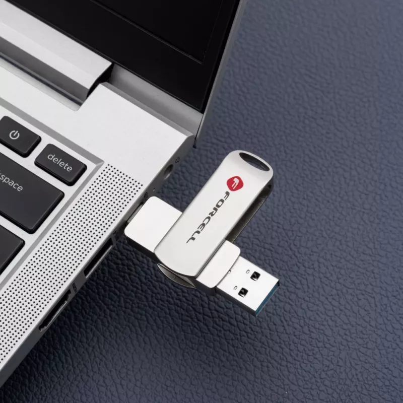 Forcell pendrive 64GB USB 3.2 Gen 1 (USB-A / USB-C) F-Data Metal Duo zilver