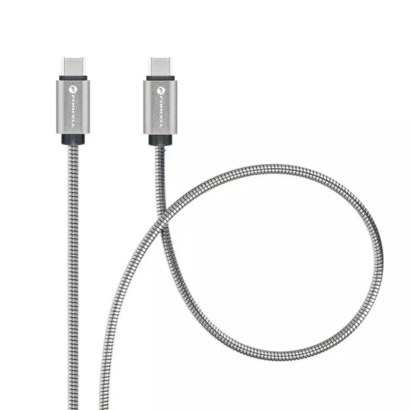 Forcell USB-C naar USB-C kabel F-Energy QC4.0 PD 5A 100W E-Mark metaal 1m zilver C239