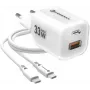 Forcell VT-41 GaN III 33W wandlader met 1x USB-C PD 3.0 & 1x USB-A QC 4.0 (wit)