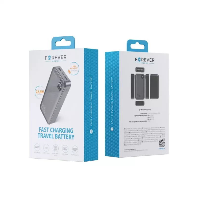 Forever powerbank TB-300L PD QC 22.5W 20000 mAh zwart