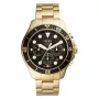 Fossil FS5727 heren chronograaf quartz horloge 46 mm zwarte wijzerplaat zwart leer