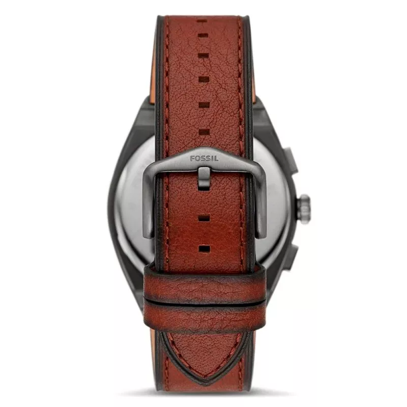 Fossil FS5799 heren minimalistisch quartz horloge 44 mm zwart leer
