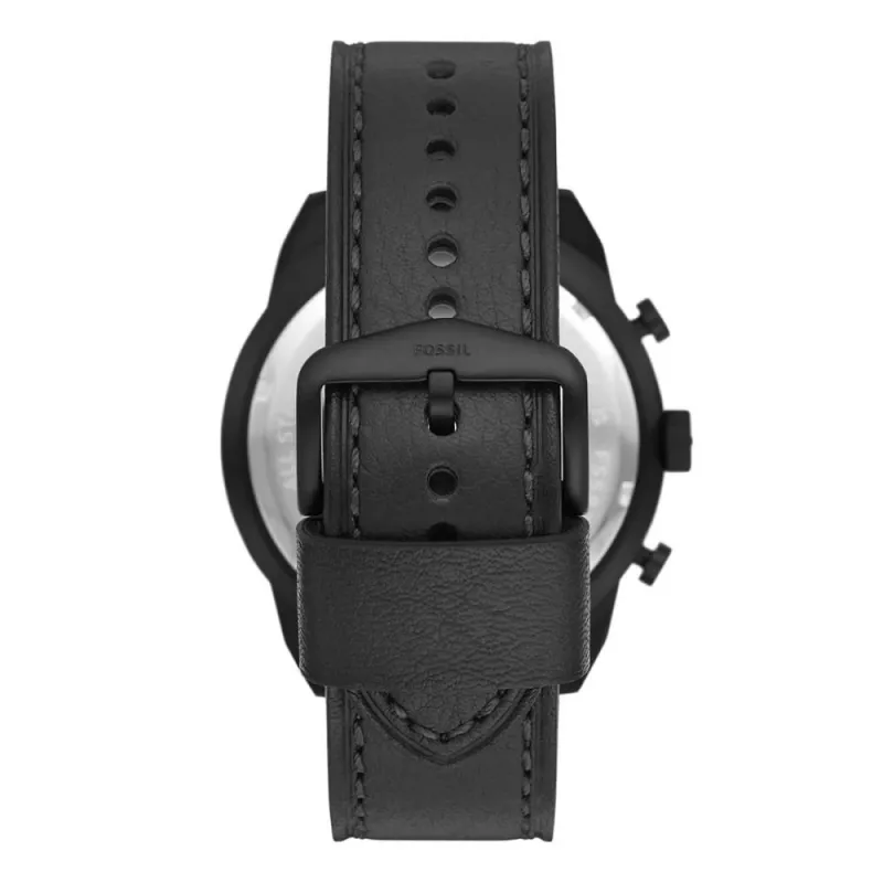 Fossil FS5874 herenhorloge met blauwe wijzerplaat en bruin leren band 42mm