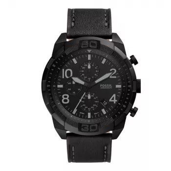 Fossil FS5874 herenhorloge met blauwe wijzerplaat en bruin leren band 42mm