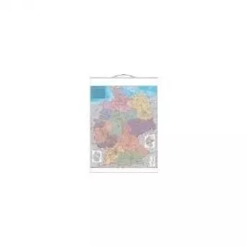 FRANKEN KAM400 gelamineerde Duitse postcode wandkaart, 970 x 1370 mm, beschrijfbaar & afwisbaar, met metalen lijsten