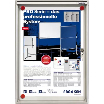 FRANKEN X-tra!Line afsluitbaar zwart prikbord voor binnen 1 x DIN A4, magnetisch droog uitwisbaar oppervlak, zilveren geanodiseerd aluminium frame (FSA1)