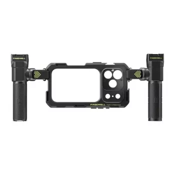 Freewell Genius Rig telefoonhouder voor iPhone 17 Pro Max - zwart aluminium frame met dubbele grepen