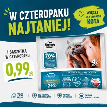 FRENDI kabeljauw en forel in saus natvoer voor katten, 4 x 100g zak