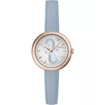 FURLA Giada Dames Quartz Analoog Horloge 32mm Zilveren wijzerplaat Roze leren band WW00005005L3