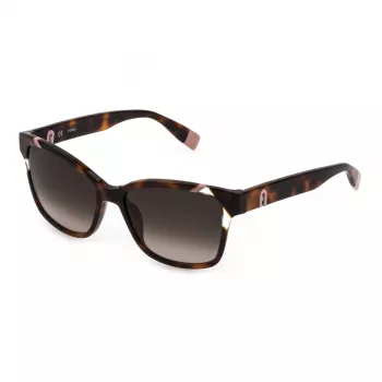 FURLA SFU470-5401AY dameszonnebril - zwart acetaat montuur, grijs verlopende glazen, 54 mm