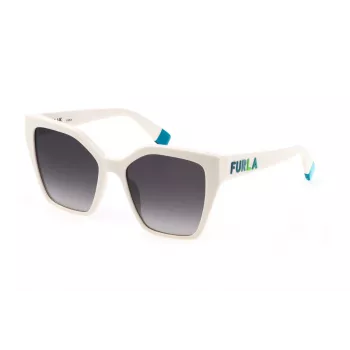 FURLA SFU686-5403GF dames rechthoek zonnebril, havanna bruin acetaat montuur, verloop bruin glazen, 54/18/140 mm