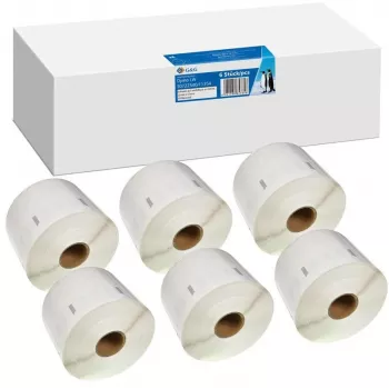G&G compatibele etikettenrollen 32x57mm zwart op wit, 6 rollen x 1000 etiketten, voor Dymo 11354/S0722540