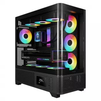 Gamdias Atlas P2 GAMING mid-tower ARGB behuizing van gehard glas, zwart, 4x120mm ARGB ventilatoren