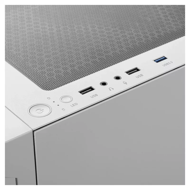 GAMDIAS Talos E3 MESH gaming-miditower behuizing, wit, gehard glas, 4x120mm ARGB-ventilatoren, ATX/Micro-ATX/Mini-ITX, mesh-frontpaneel