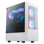 GAMDIAS Talos E3 MESH gaming-miditower behuizing, wit, gehard glas, 4x120mm ARGB-ventilatoren, ATX/Micro-ATX/Mini-ITX, mesh-frontpaneel
