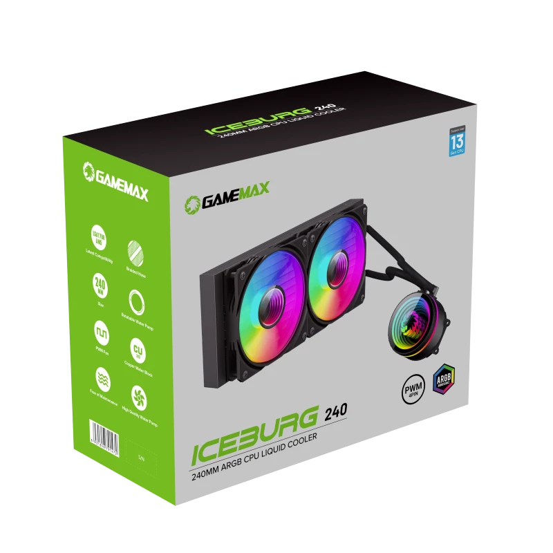 GAMEMAX ICEBURG 240 INFINITY CPU-vloeistofkoeler, zwart