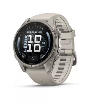 Garmin fenix 9 43 mm titanium met Fog Grey band