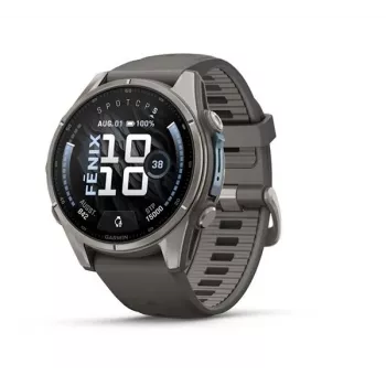 Garmin Fenix 9 – 43mm, titanium met Pebble Grey siliconenband