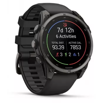 Garmin fenix 9 – 47mm, Carbon Grey DLC titanium met zwarte siliconenband