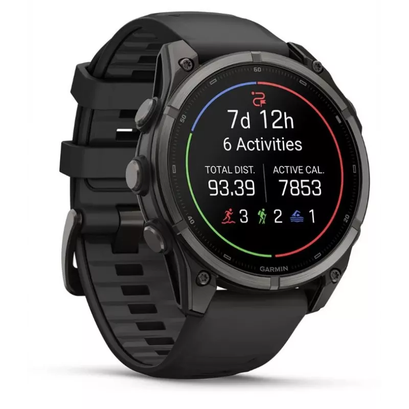 Garmin fenix 9 – 47mm, Carbon Grey DLC titanium met zwarte siliconenband