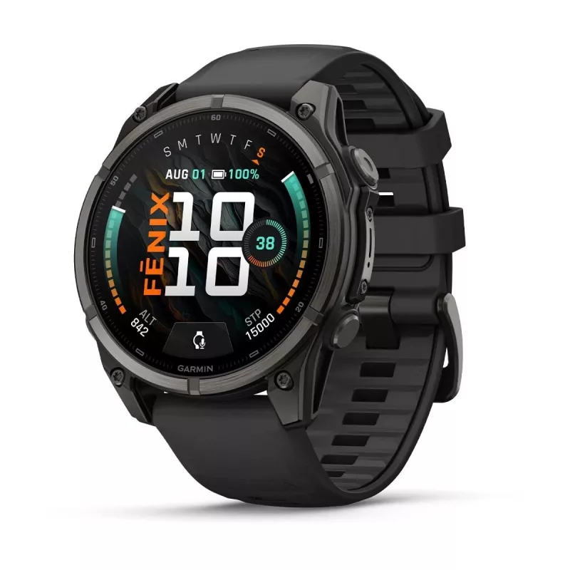 Garmin fenix 9 – 47mm, Carbon Grey DLC titanium met zwarte siliconenband