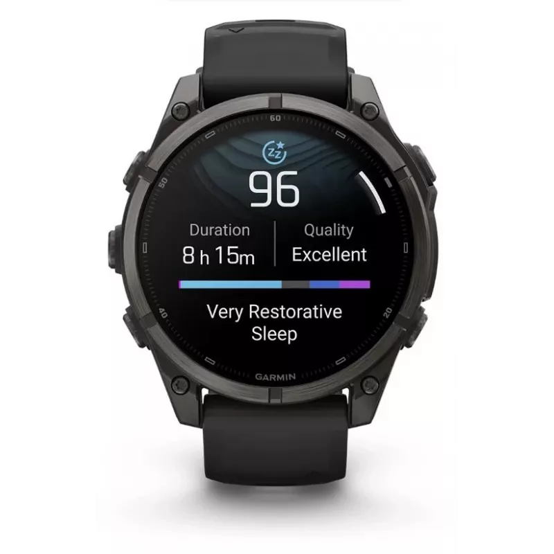 Garmin fenix 9 – 47mm, Carbon Grey DLC titanium met zwarte siliconenband