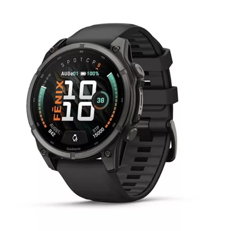 Garmin fenix 9 – 47mm, Carbon Grey DLC titanium met zwarte siliconenband