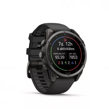 Garmin fenix 9 – 47mm, Carbon Grey DLC titanium met zwarte siliconenband