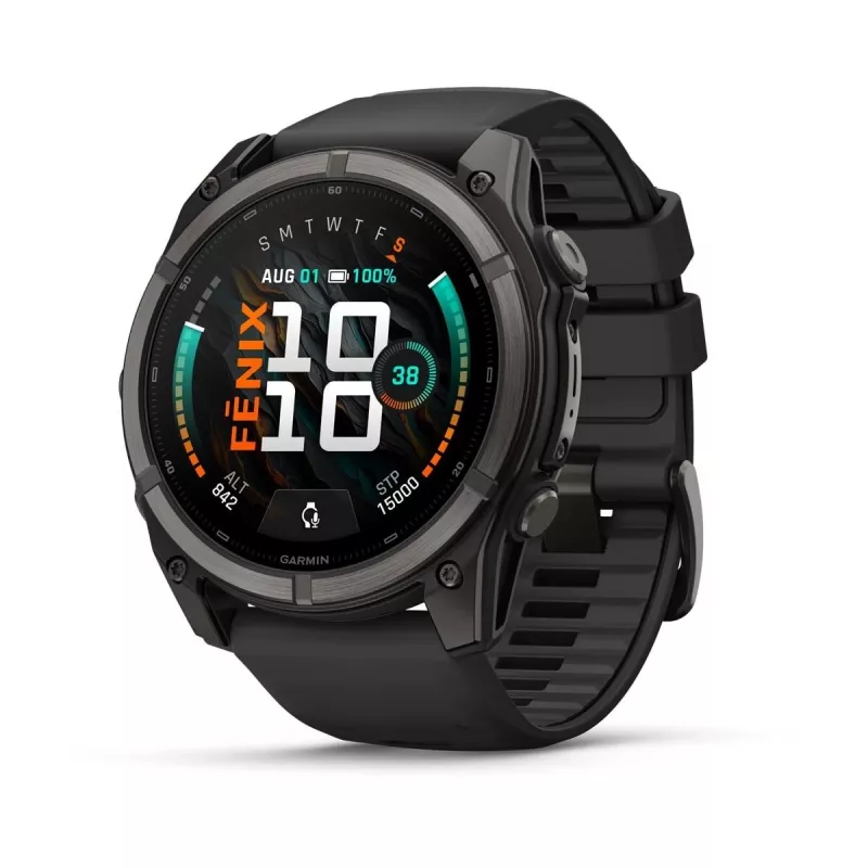 Garmin fenix 9 – 51 mm, Carbon Grey DLC titanium met zwarte siliconenband 010-04763-11
