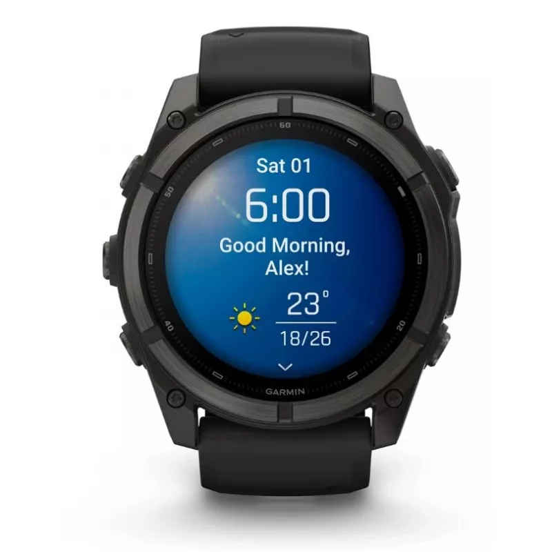 Garmin fenix 9 – 51 mm, Carbon Grey DLC titanium met zwarte siliconenband 010-04763-11