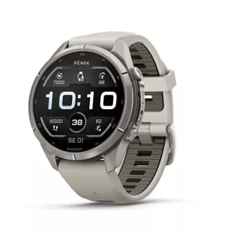 Garmin Fenix 9 Pro – 43mm titanium met Fog Grey/Dark Sandstone siliconenband
