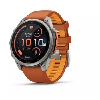 Garmin Fenix 9 Pro – inReach, 47 mm titanium met Autumn Orange/Spark Orange siliconenband