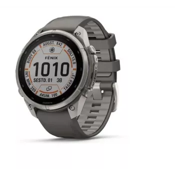 Garmin fenix 9 Pro – inReach, Solar, 47mm titanium met Pebble Grey siliconenband