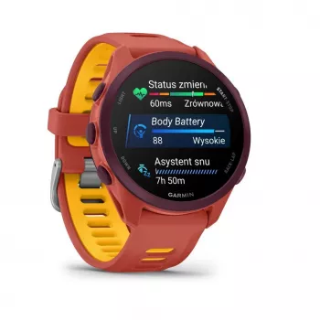 Garmin Forerunner 170 Music GPS-horloge, Berry-behuizing met rood-pink/mangokleurige band