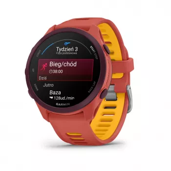 Garmin Forerunner 170 Music GPS-horloge, Berry-behuizing met rood-pink/mangokleurige band