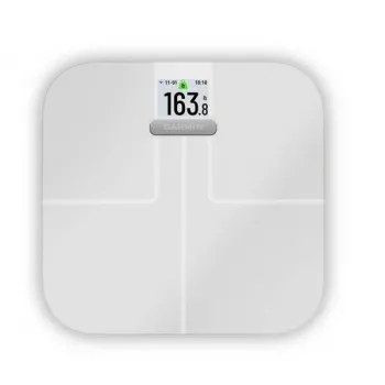 Garmin Index S2 slimme weegschaal (wit) – lichaamsanalyse-weegschaal met Wi-Fi, Bluetooth, kleuren-lcd